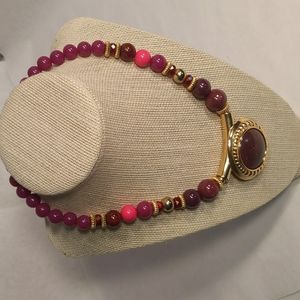 Purple and fuchsia bead necklace